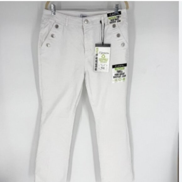 D. JEANS Denim White Jeans Decorative Flat Buttons Size 10 - Picture 1 of 1